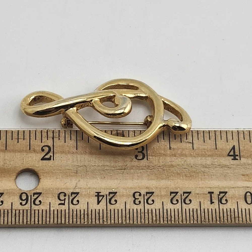 Vintage Treble Clef Music Note‎ Brooch Pin Gold Tone Music Jewelry Brooch